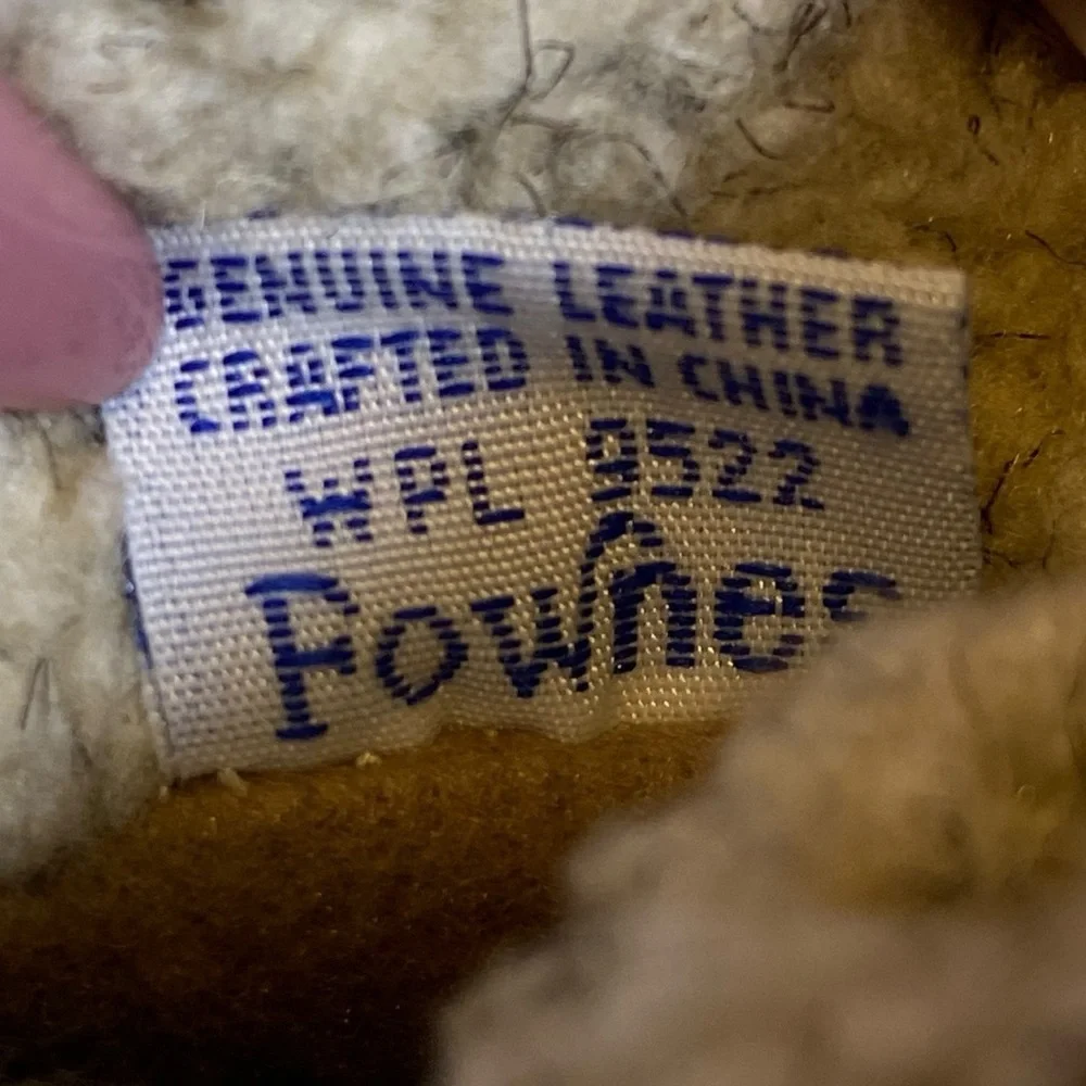 Fownes Brown leather faux Sherpa lightweight gloves Women’s size 7